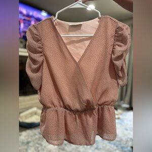 Paper Crane Dusty Pink Polka Dot Blouse
